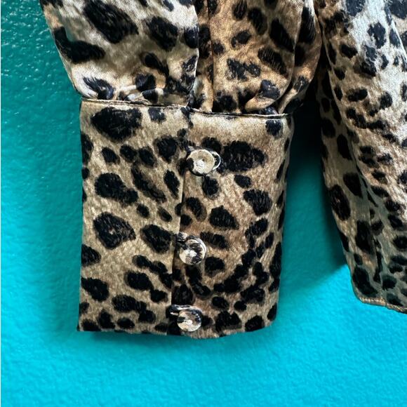 Rebecca Taylor 100% Silk Leopard Print Blouse Women's 00 - Picture 4 of 8